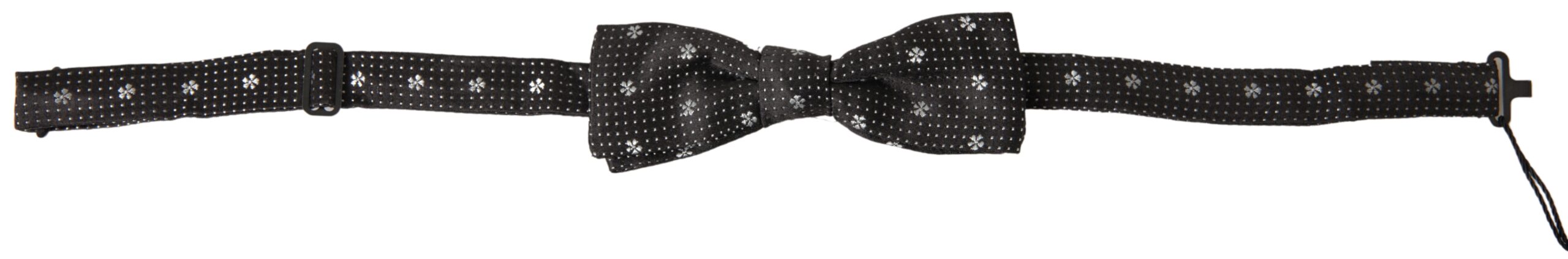 Dolce & Gabbana Dark Gray Patterned Silk Adjustable Men Neck Papillon Bow Tie