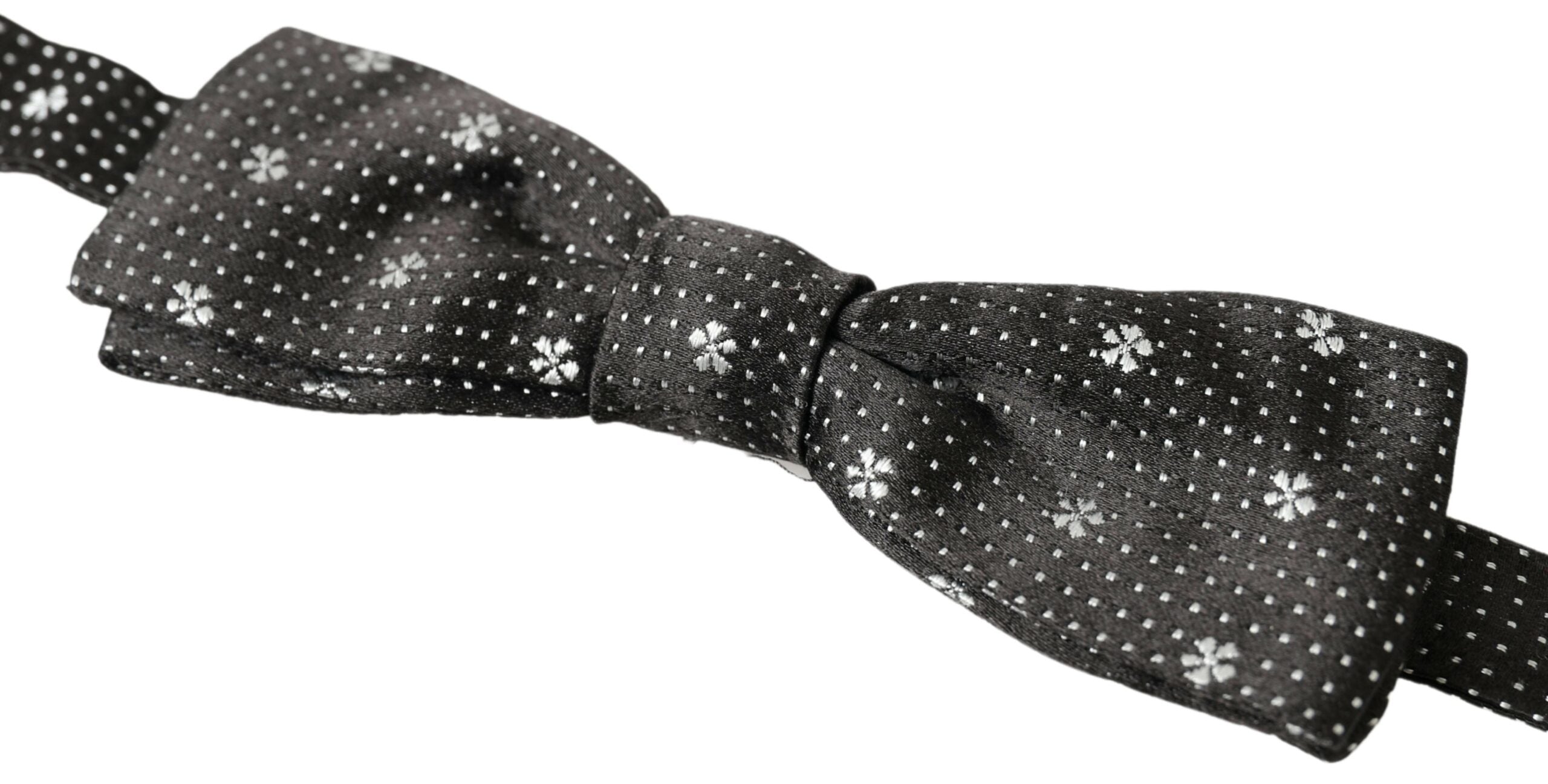 Dolce & Gabbana Dark Gray Patterned Silk Adjustable Men Neck Papillon Bow Tie