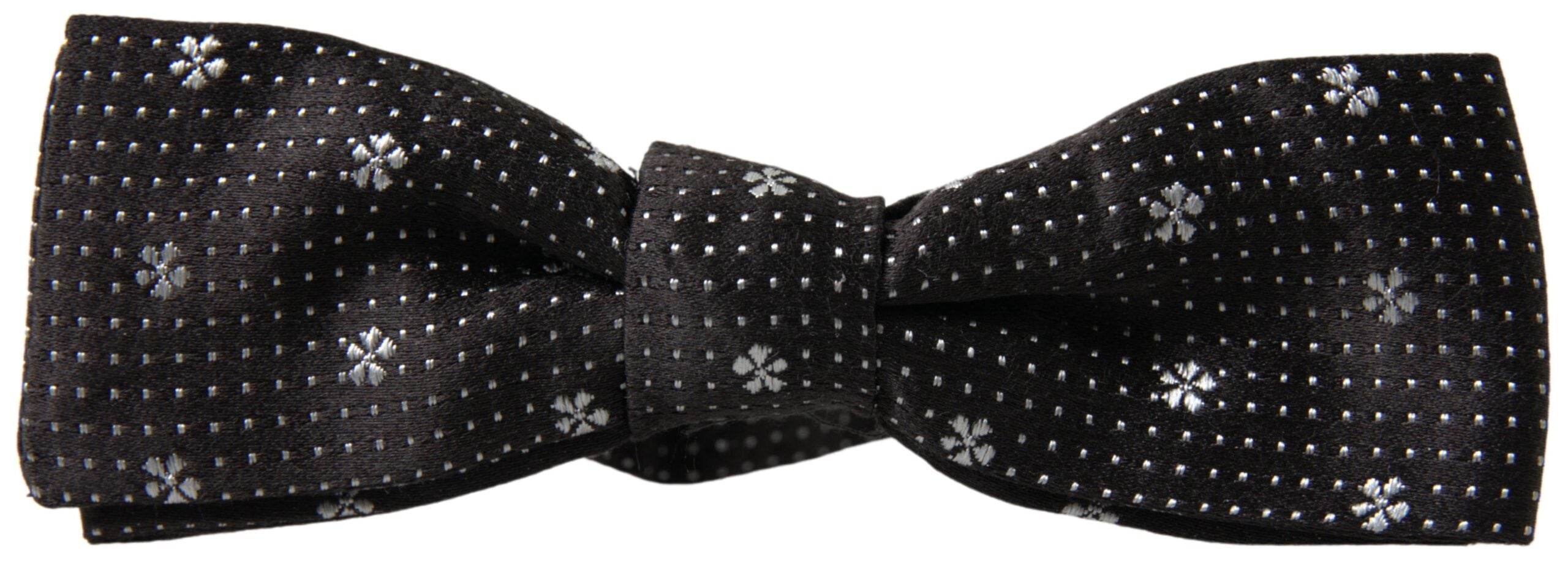 Dolce & Gabbana Dark Gray Patterned Silk Adjustable Men Neck Papillon Bow Tie