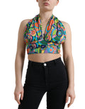 Débardeur sans manches Dolce & Gabbana multicolore à col halter, coupe courte et style tendance.