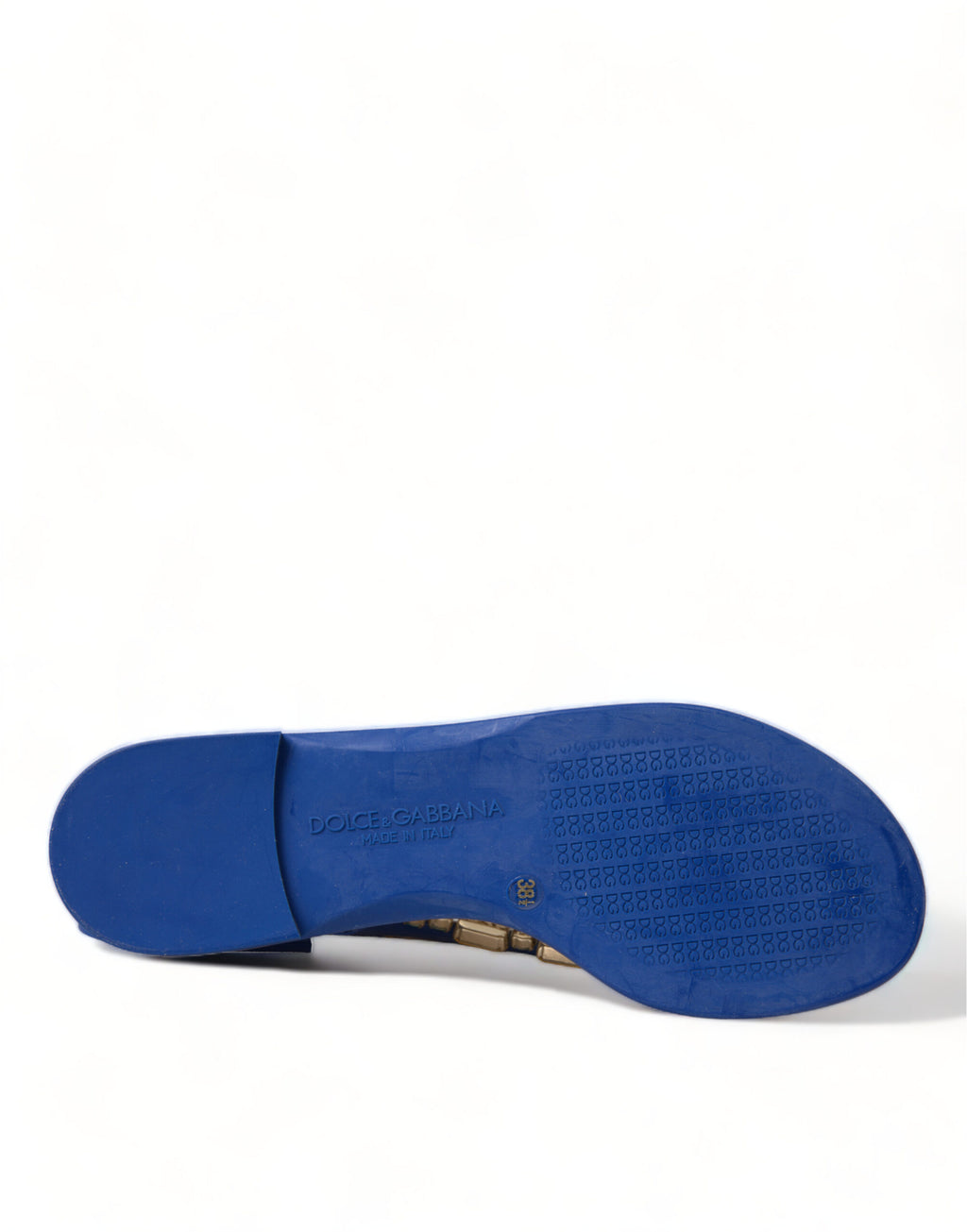 Sandales plates Dolce & Gabbana Blue Crystals, chaussures d'été pour la plage avec cristaux bleus élégants.
