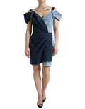 Robe courte en denim patchwork deux tons de Dolce & Gabbana, style élégant avec détails colorés et coupe moderne.