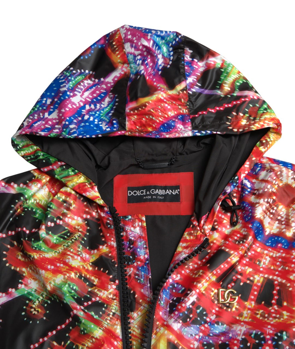Sweat à capuche multicolore Dolce & Gabbana en coton avec logo brodé, vue de face sur un fond neutre.