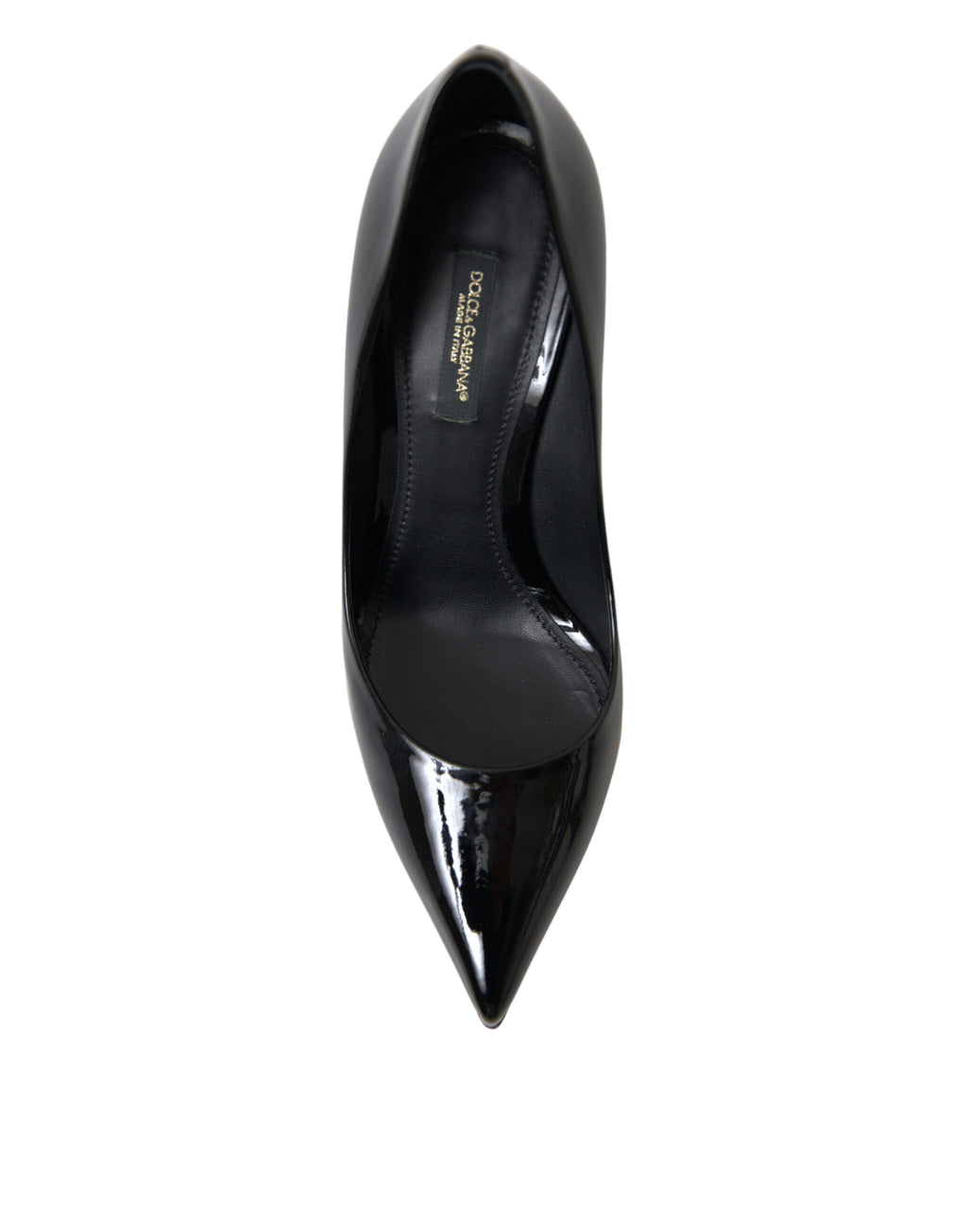Chaussures à talons en cuir verni noir de Dolce & Gabbana, escarpins élégants pour femmes.