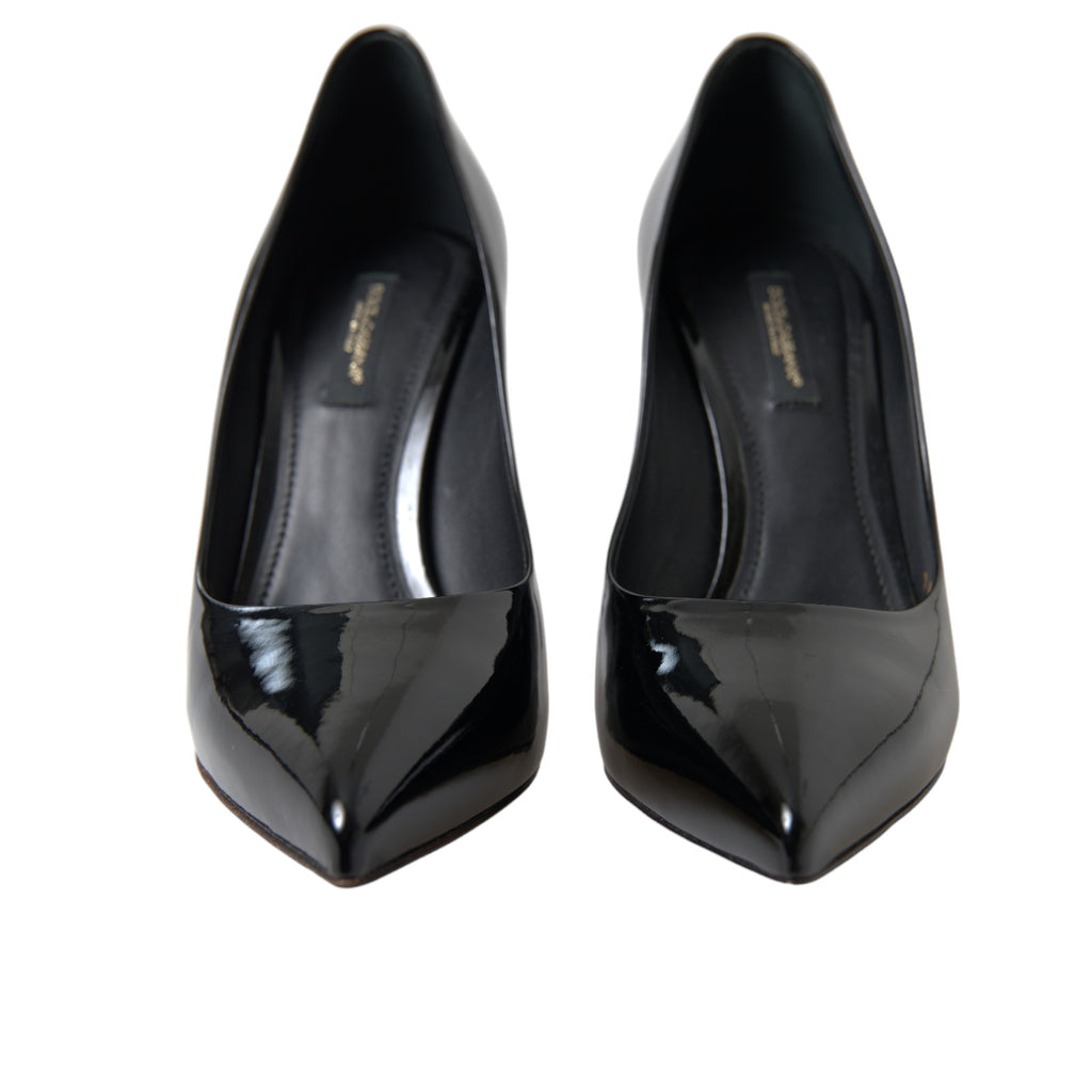 Chaussures à talons Dolce & Gabbana en cuir verni noir, élégantes et sophistiquées, pour femme.