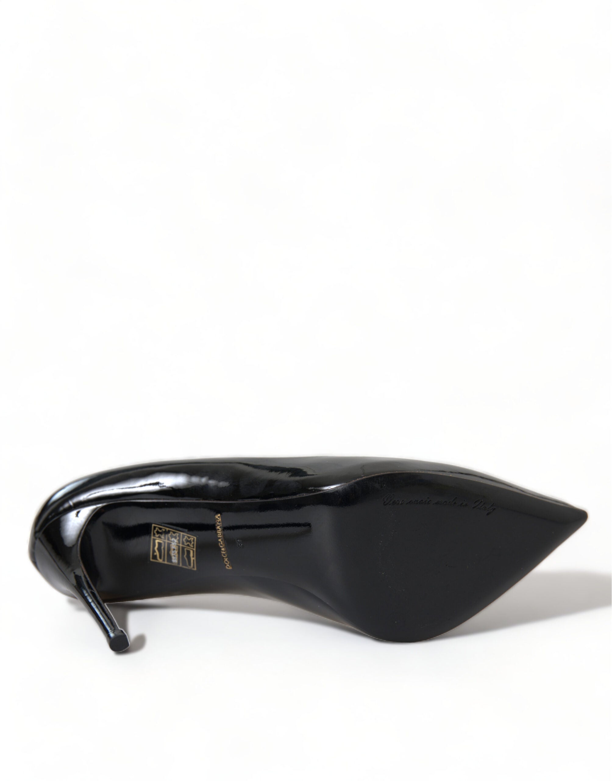Chaussures à talons noires en cuir verni Dolce & Gabbana, pompes élégantes en cuir patent pour femmes