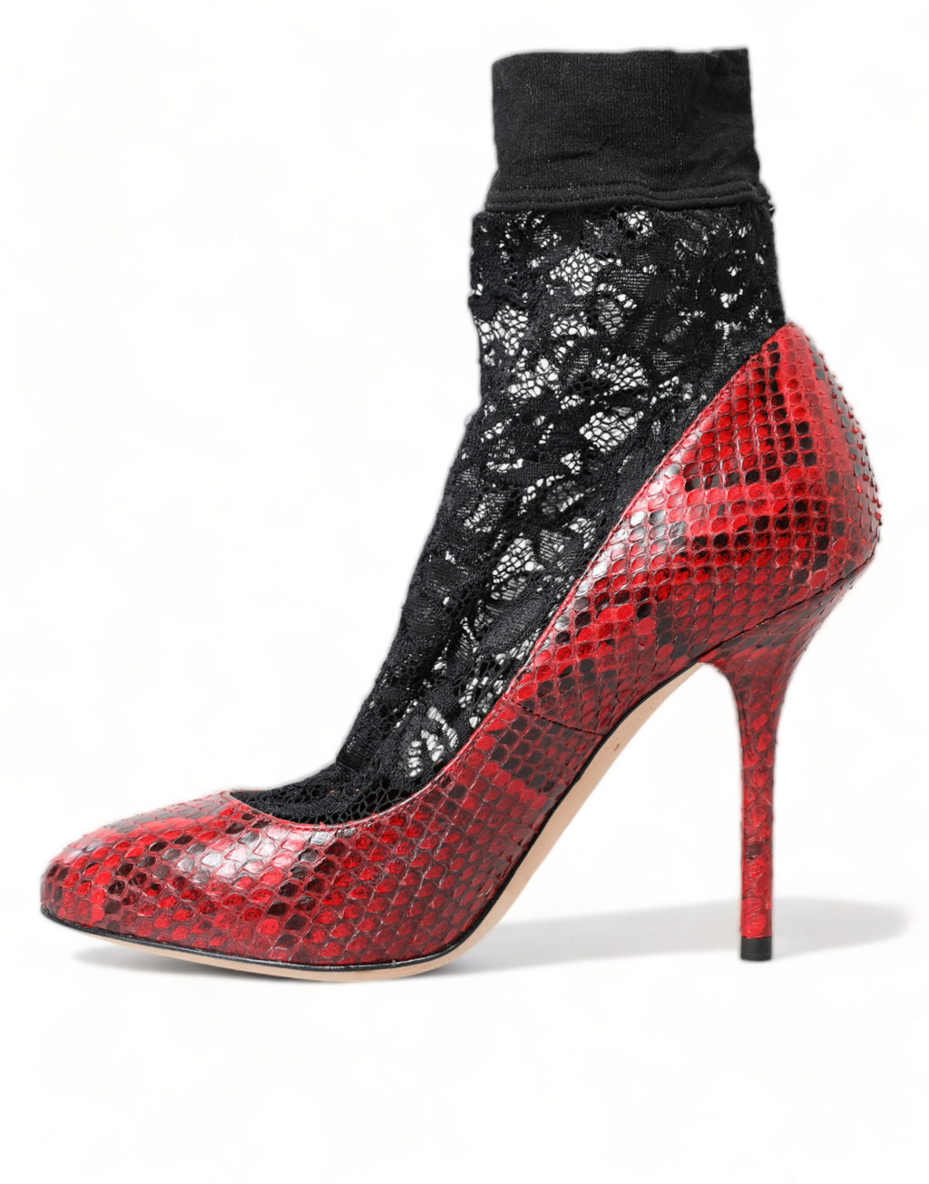 Chaussures Dolce & Gabbana rouge Ayers en cuir avec lacets, style escarpins élégants pour femmes.