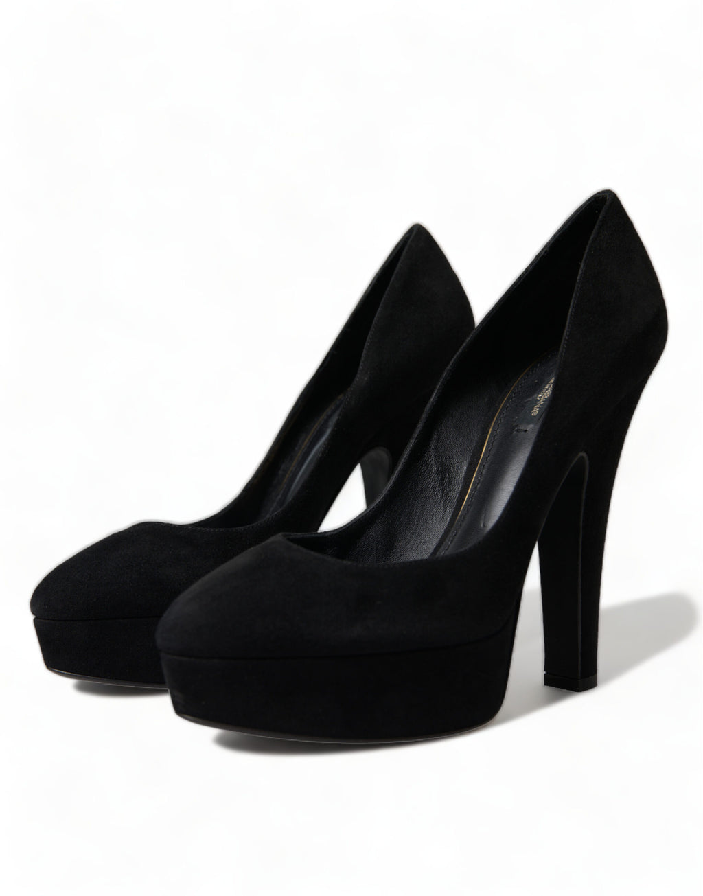 Chaussures à talons plateforme en daim noir de Dolce & Gabbana, escarpins élégants en cuir pour femme