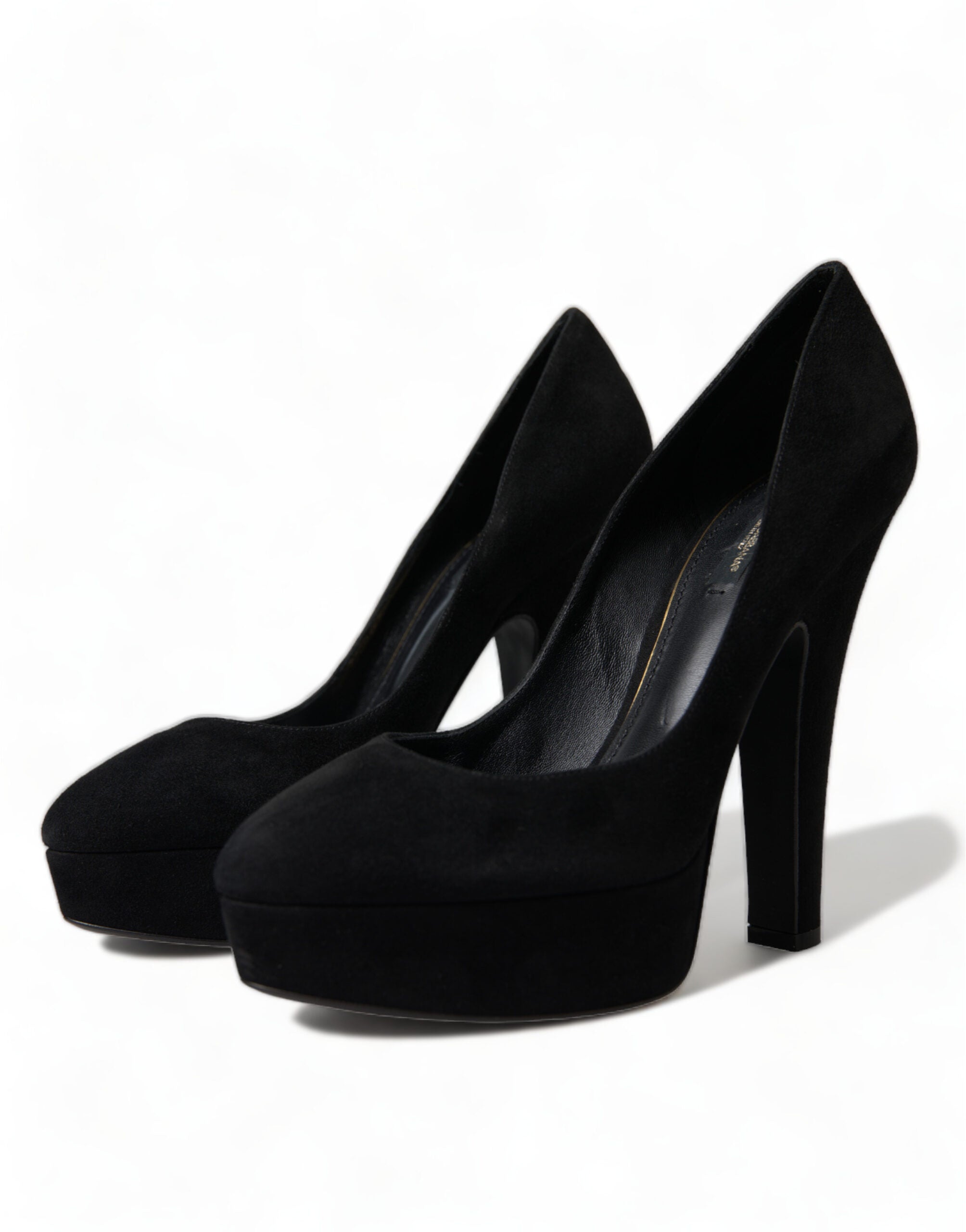 Chaussures à talons plateforme en daim noir de Dolce & Gabbana, escarpins élégants en cuir pour femme
