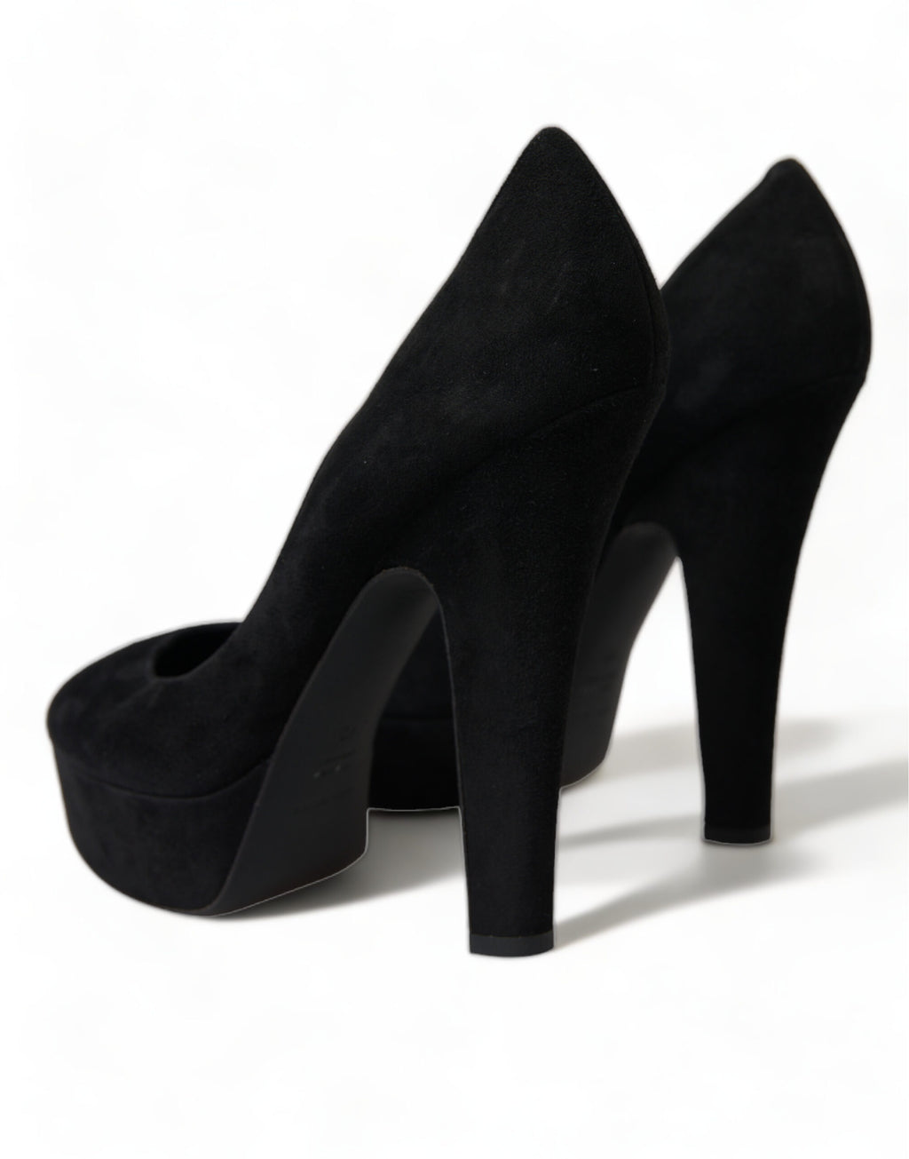 Chaussures à talons compensés en cuir suédé noir de Dolce & Gabbana, élégantes et sophistiquées.