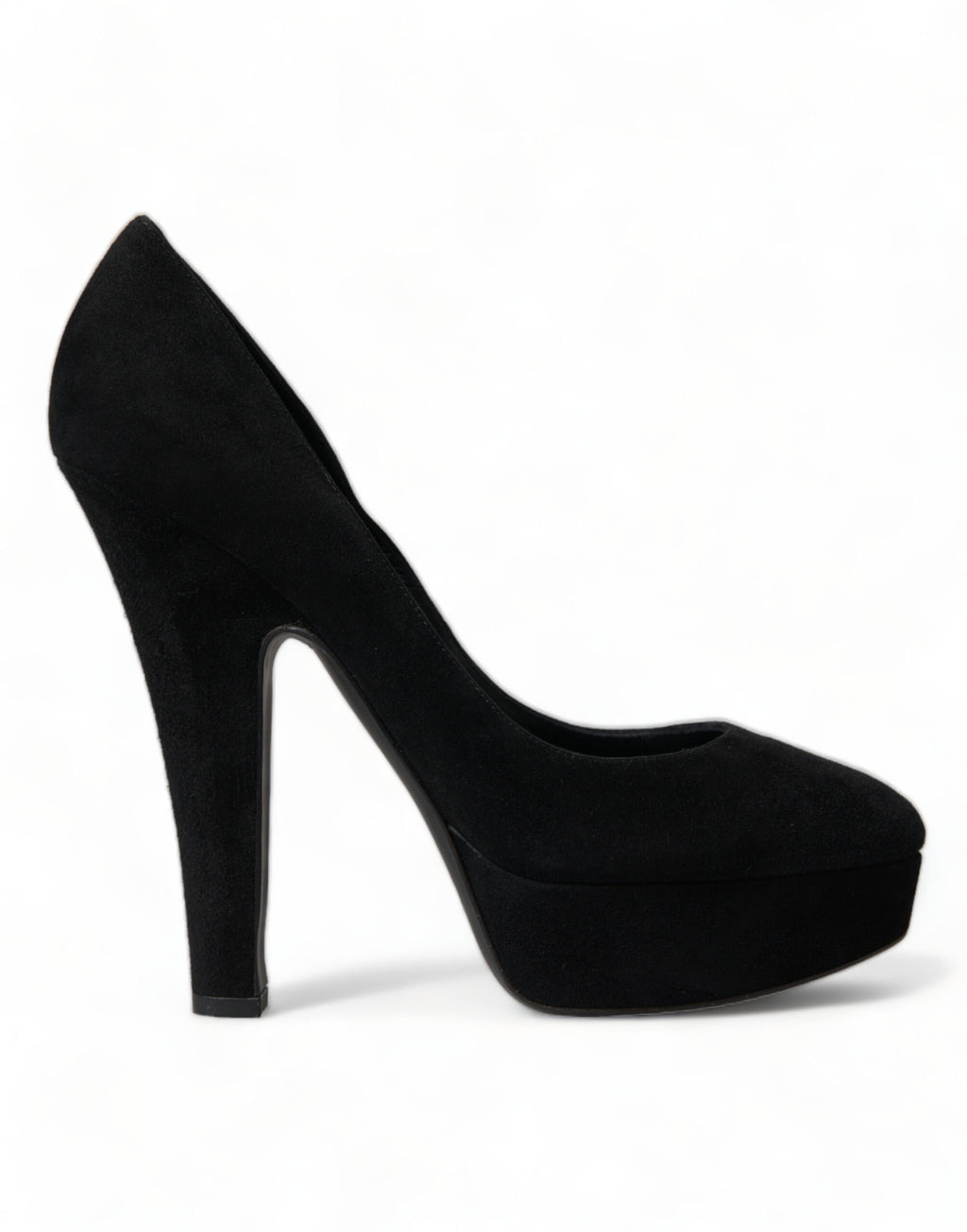 Chaussures à talons compensés en cuir suédé noir de Dolce & Gabbana, élégantes et sophistiquées.