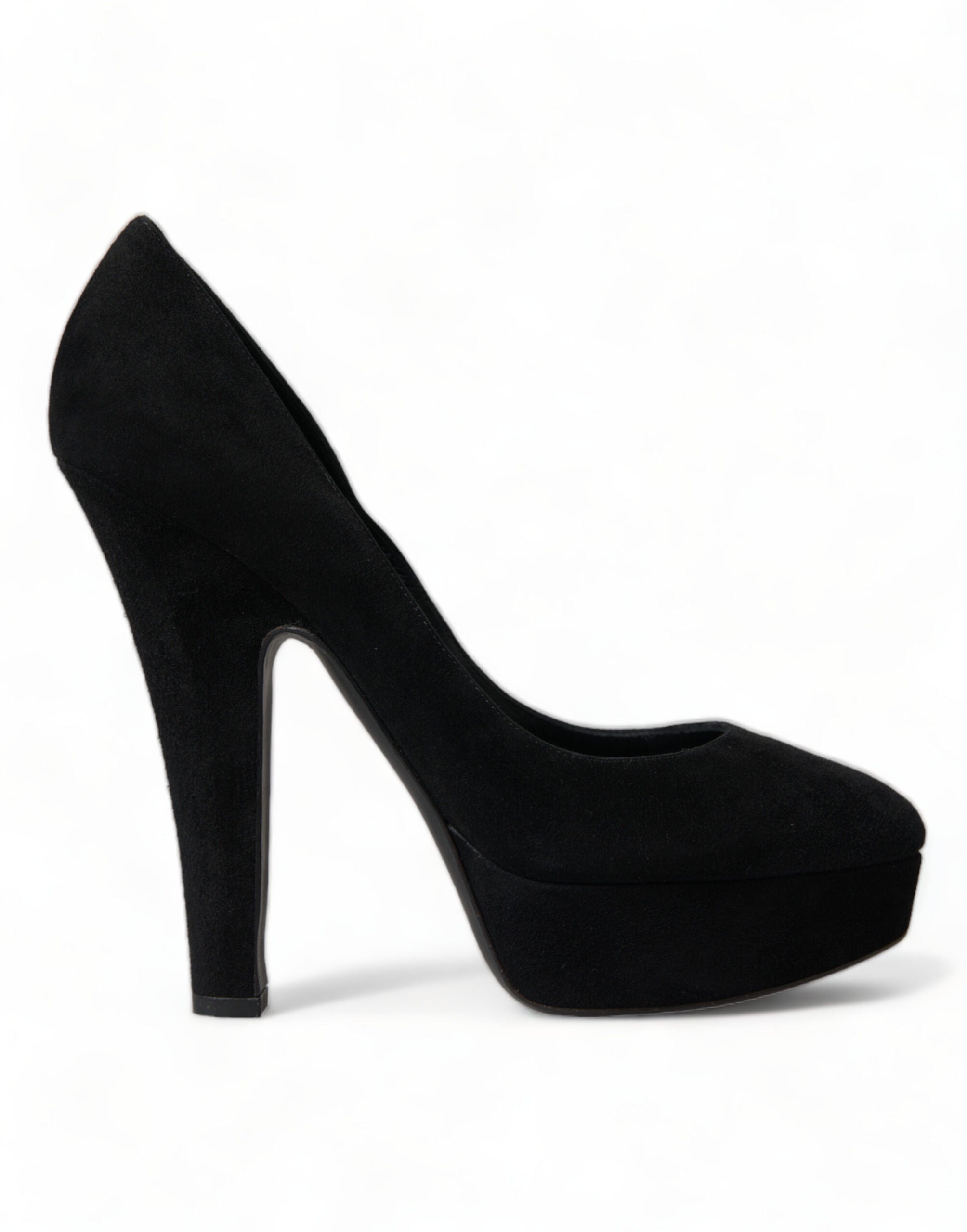 Chaussures à talons compensés en cuir suédé noir de Dolce & Gabbana, élégantes et sophistiquées.