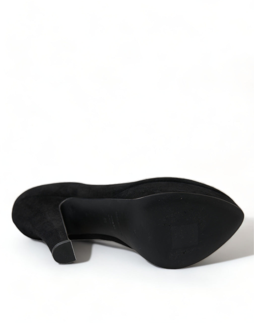 Chaussures Dolce & Gabbana à talons plateformes en cuir et daim noir, élégantes et sophistiquées.