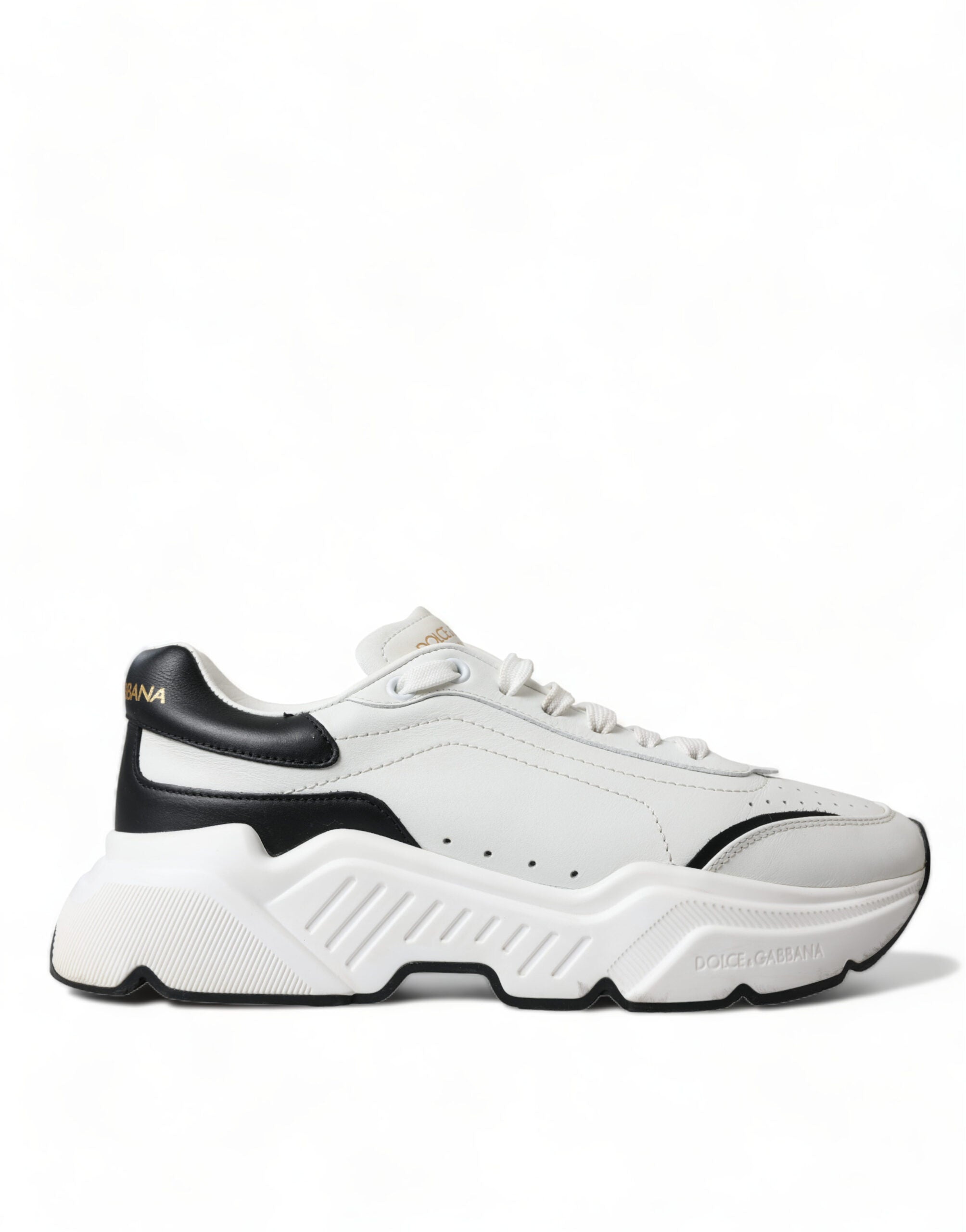 Chaussures sneakers basses Dolce & Gabbana Daymaster en blanc et noir, vue de face.