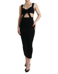 Robe midi noire sans manches de corps ajustée avec découpes, conçue par Dolce & Gabbana.