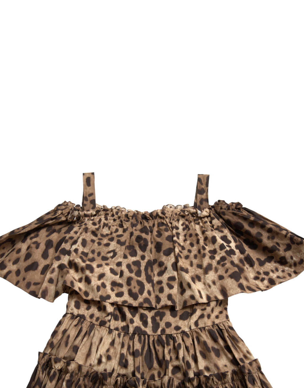 Robe sans manches Dolce & Gabbana à imprimé léopard marron, coupe en ligne A élégante et tendance.