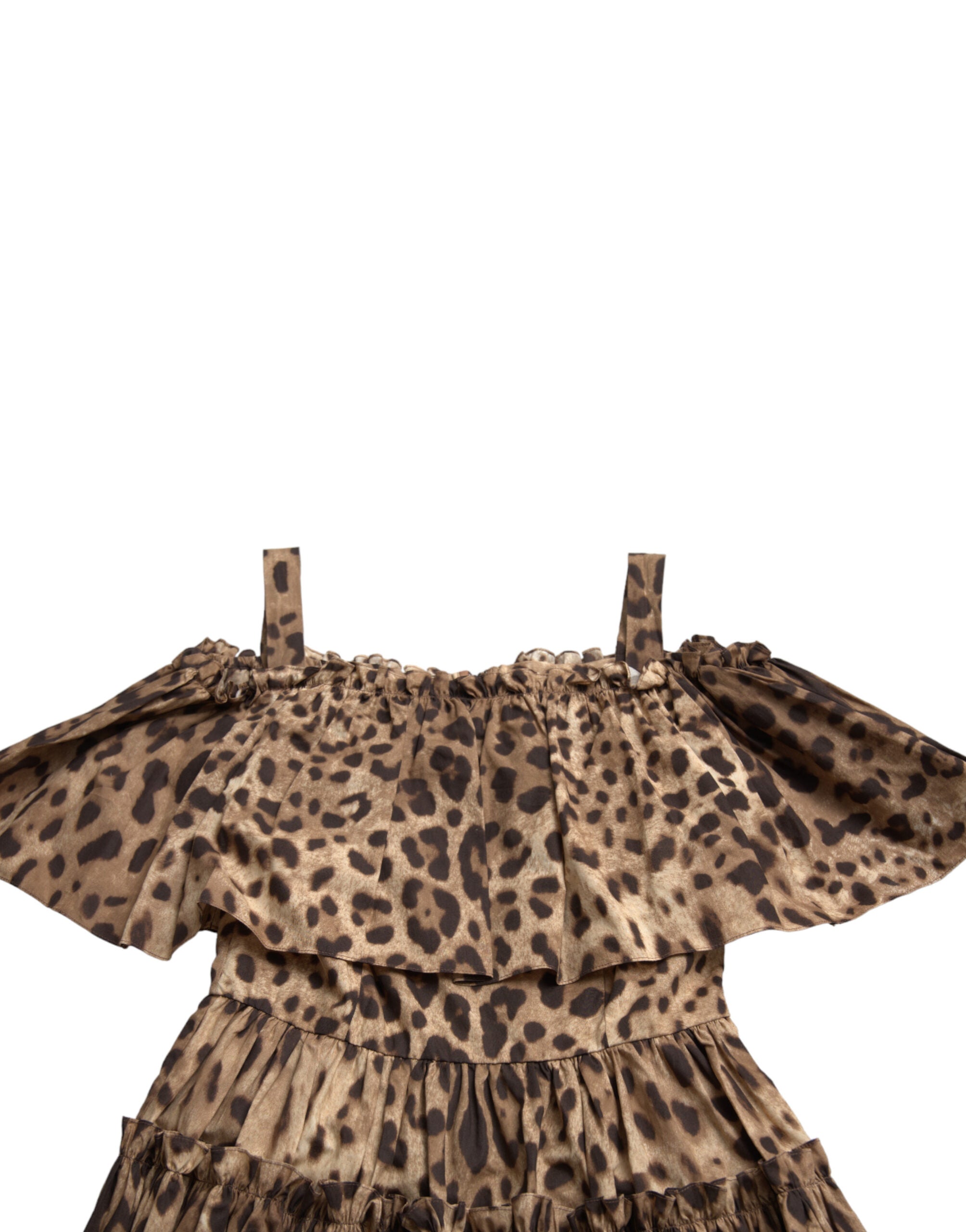 Robe sans manches Dolce & Gabbana à imprimé léopard marron, coupe en ligne A élégante et tendance.