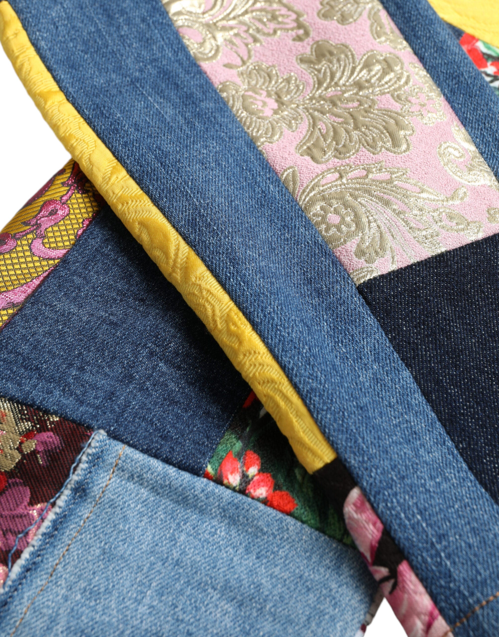 Jeans skinny en denim multicolore à patchwork Dolce & Gabbana GRACE, style tendance et détails colorés visibles.