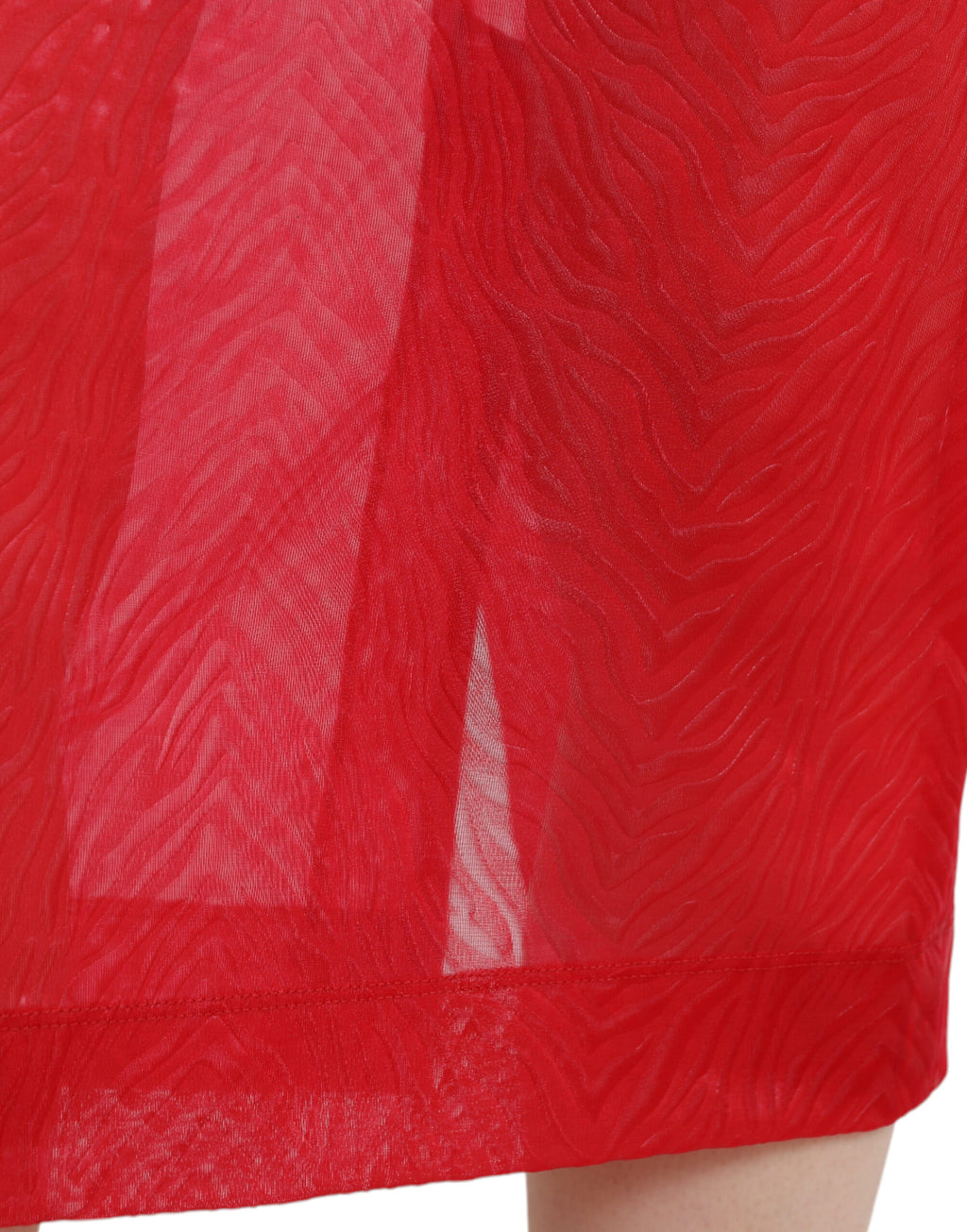 Jupe midi en tulle rouge à taille haute, coupe crayon, de la marque Dolce & Gabbana, vue de face.