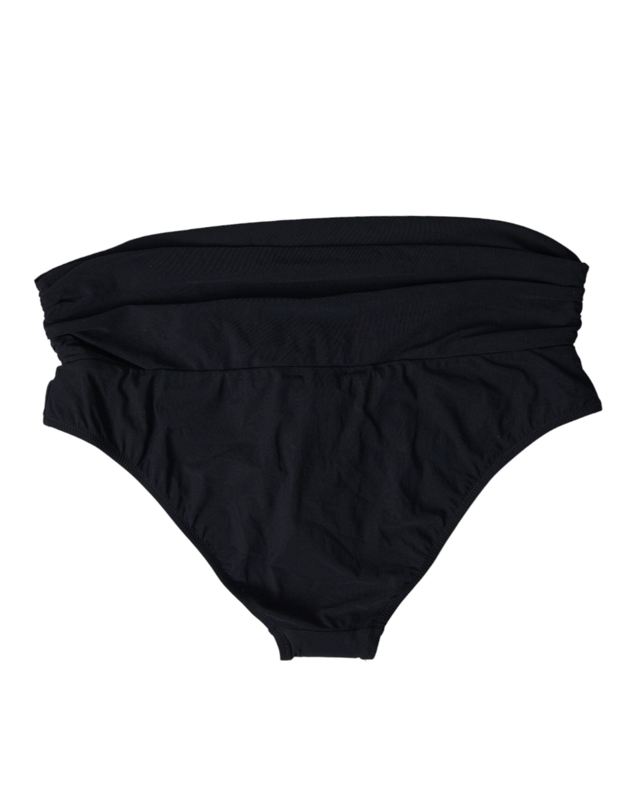 Bas de maillot de bain en nylon stretch noir Dolce & Gabbana, slip bikini élégant et ajusté, pour la plage ou la piscine.