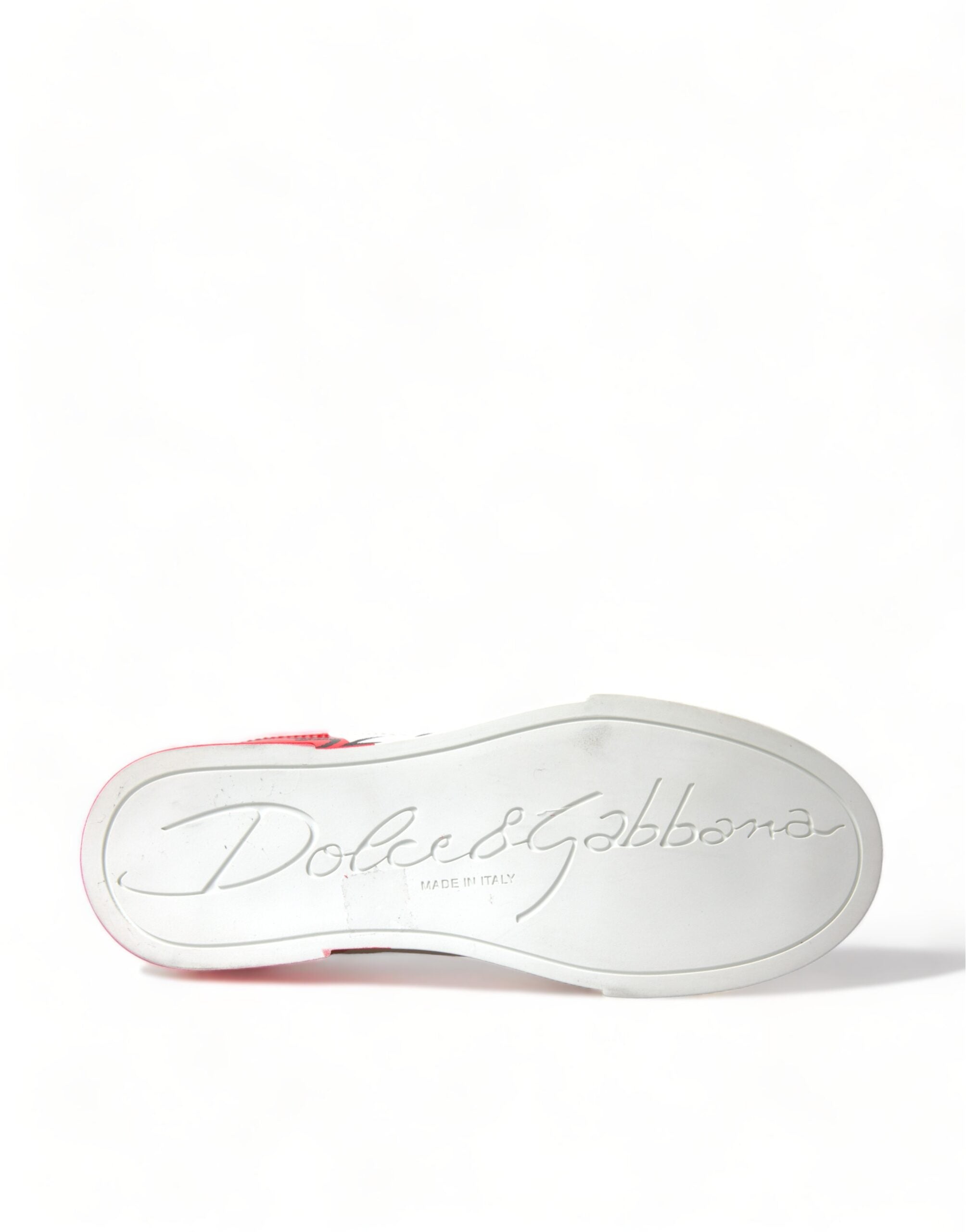 Chaussures basses pour femmes Dolce & Gabbana, baskets blanches et rouges en dentelle avec lacets, style élégant et décontracté.