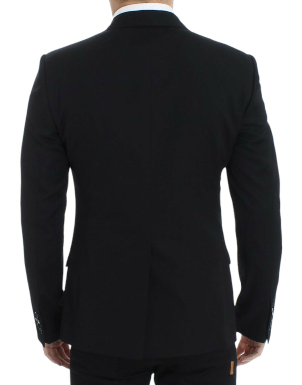 Blazer slim en laine noire de Dolce & Gabbana, coupe ajustée et élégante, porté sur un mannequin.