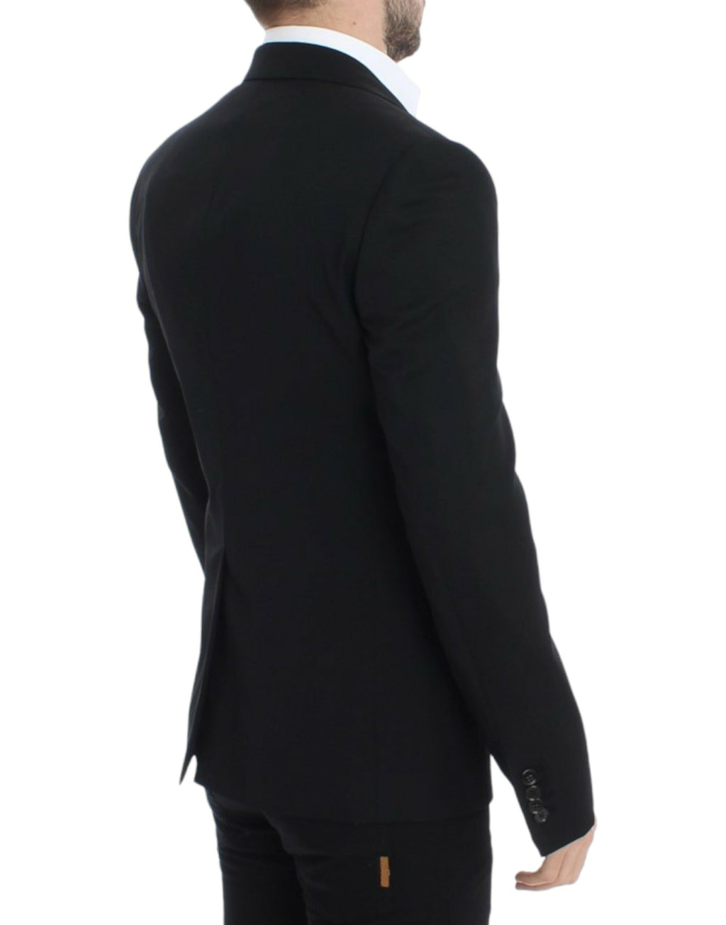 Veste blazer en laine noire Dolce & Gabbana, coupe slim ajustée, détail élégant pour homme.