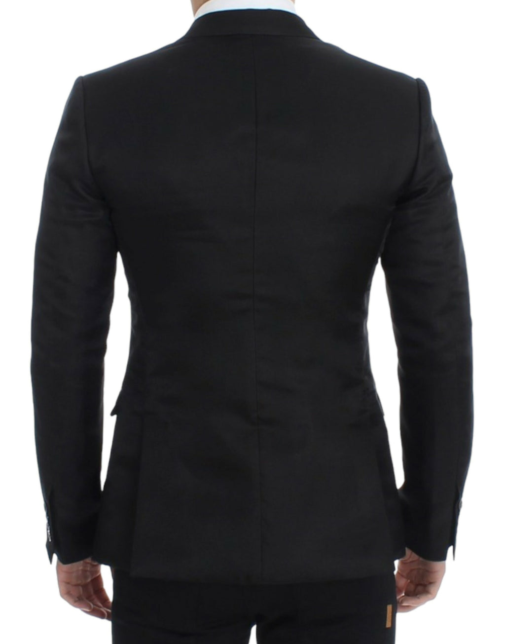 Veste slim en soie noire de Dolce & Gabbana, élégant blazer ajusté pour homme avec finition sophistiquée.