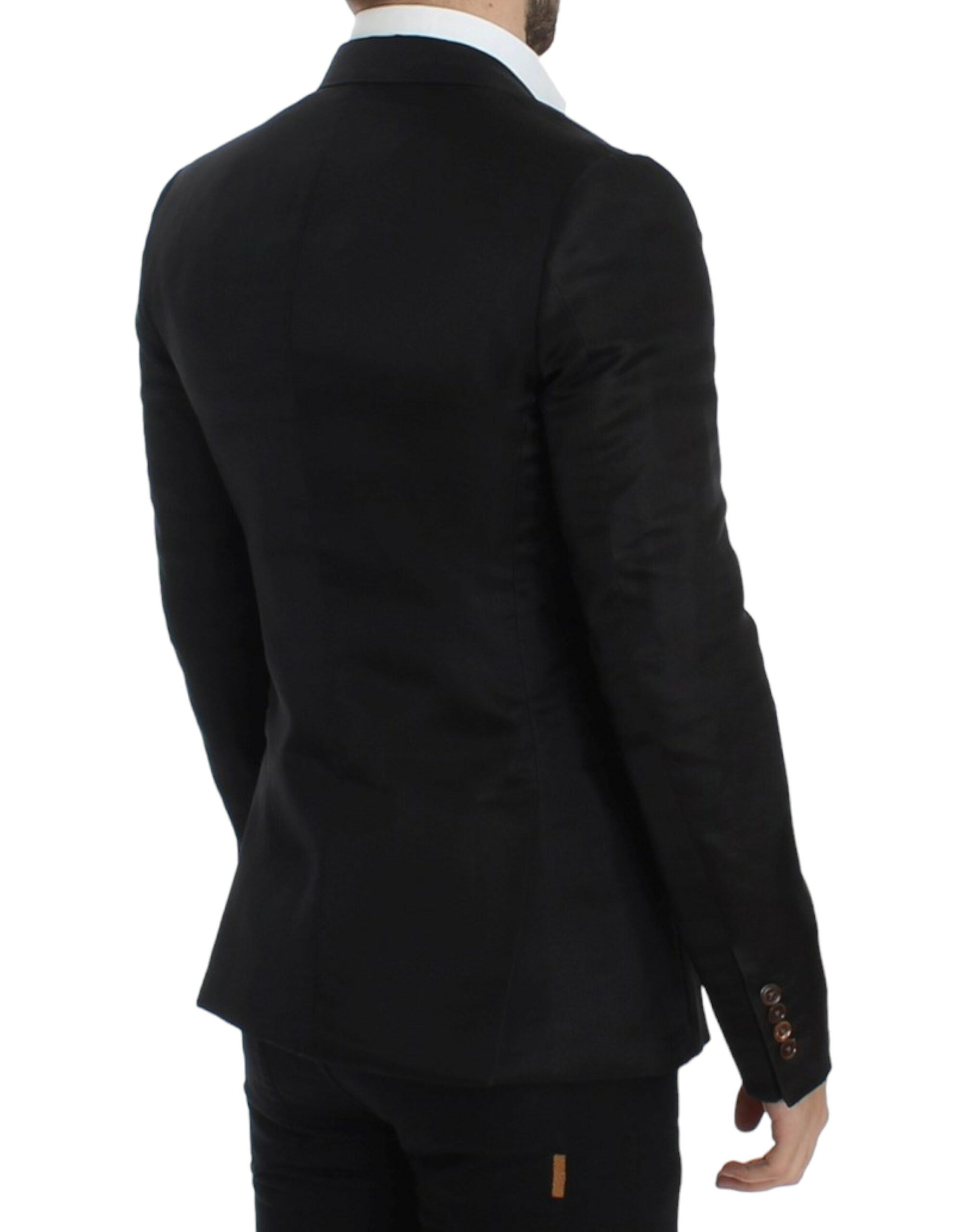 Blazer slim en soie noire de Dolce & Gabbana, ajusté, avec col classique et détails élégants.