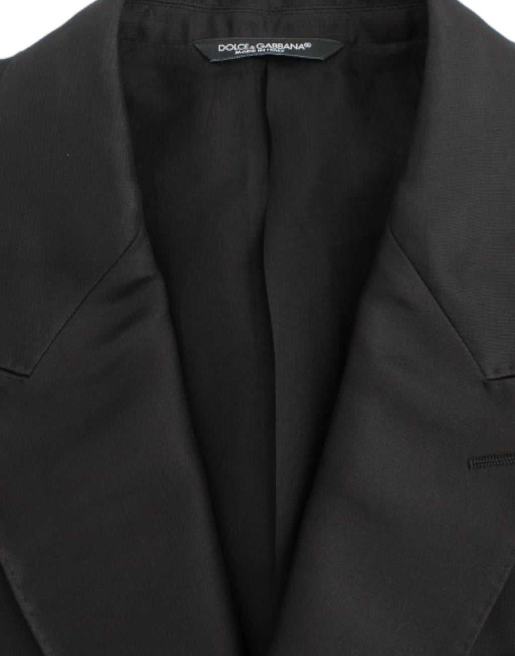 Blazer slim en soie noire de Dolce & Gabbana, coupe ajustée, élégant pour homme ou femme.