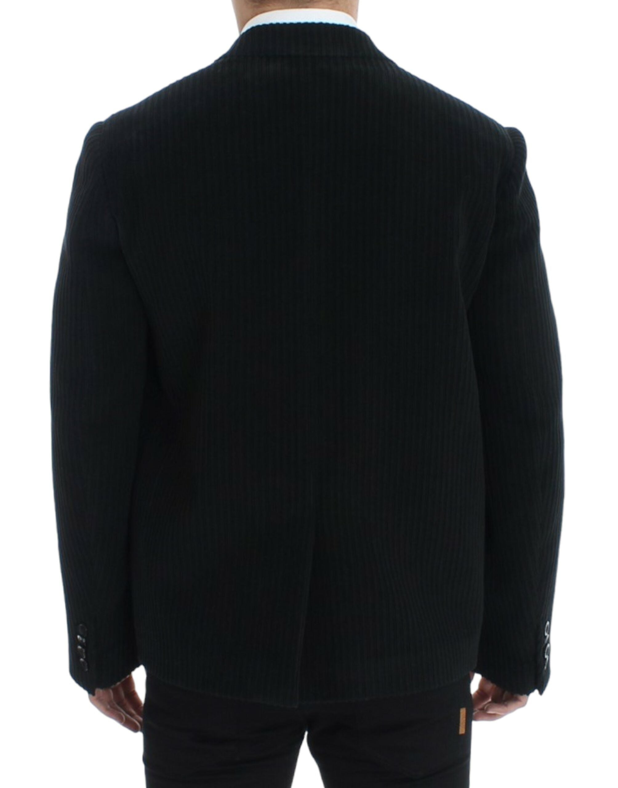 Blazer homme noir Dolce & Gabbana Manchester Martini, veste élégante avec détails sophistiqués, vue de face.