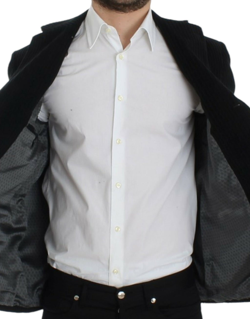 Veste blazer noir Dolce & Gabbana Manchester Martini pour homme, détails élégants et coupe moderne visible sur l'image.