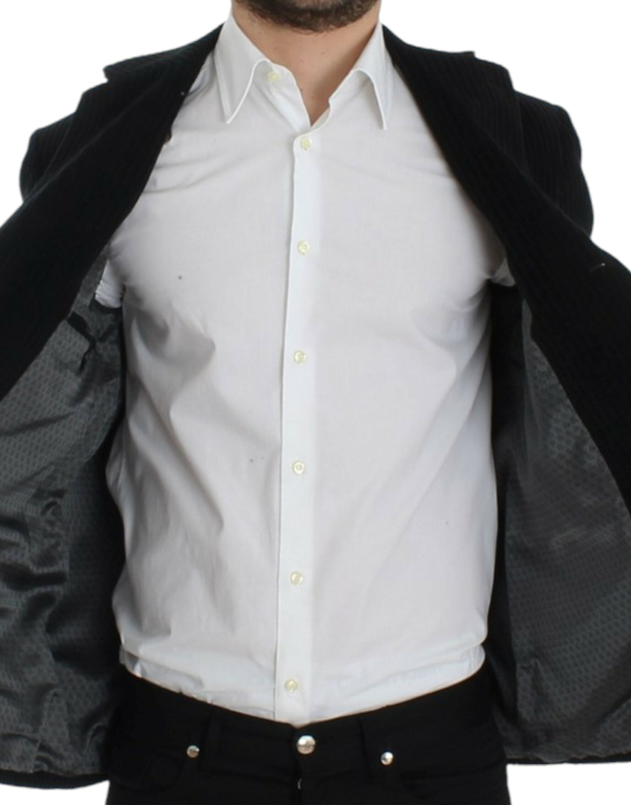 Veste blazer noir Dolce & Gabbana Manchester Martini pour homme, détails élégants et coupe moderne visible sur l'image.