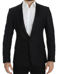 Veste slim noire en laine Dolce & Gabbana Martini, blazer élégant avec coupe ajustée et détails sophistiqués.