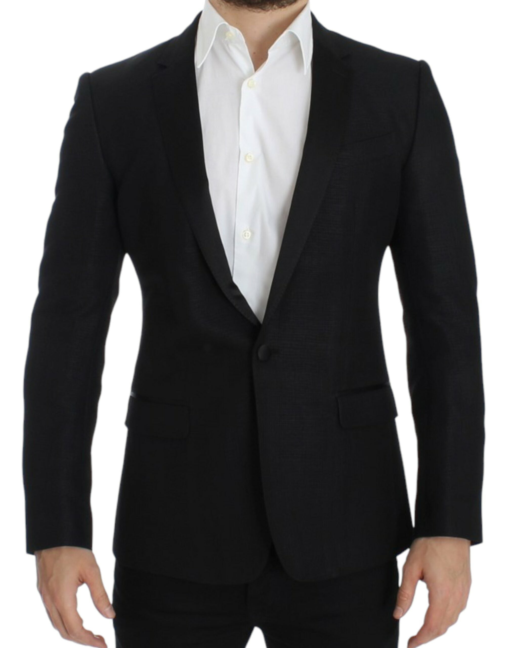 Veste slim noire en laine Dolce & Gabbana Martini, blazer élégant avec coupe ajustée et détails sophistiqués.