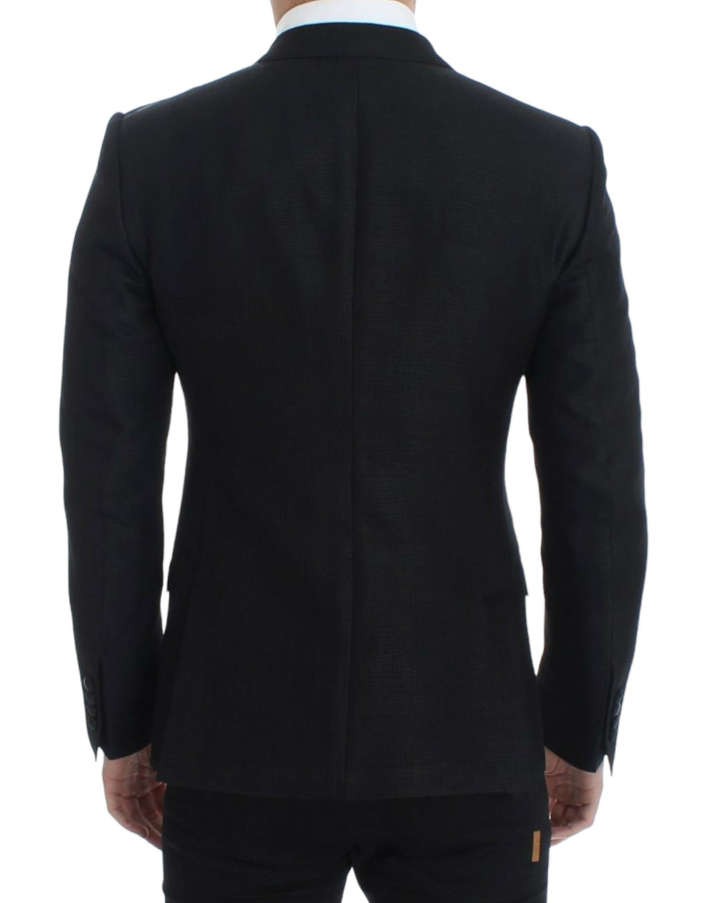 Veste slim Dolce & Gabbana en laine noire Martini, blazer élégant pour homme, détail de la coupe et du tissu.
