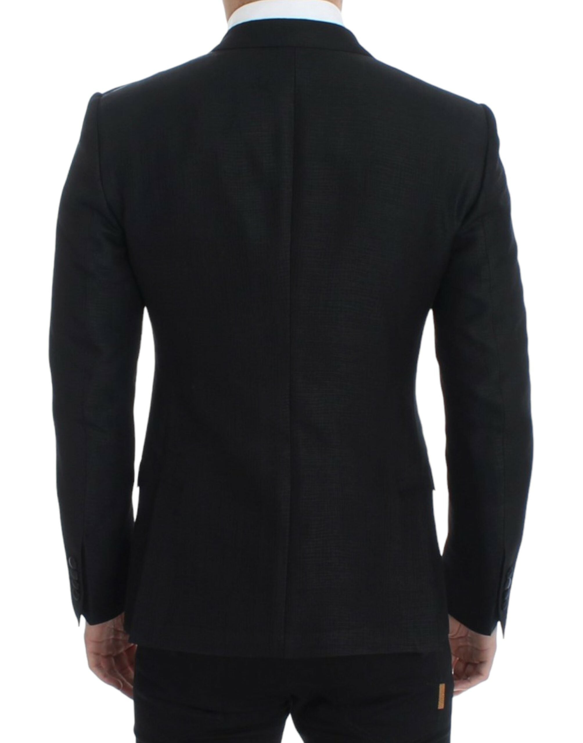 Veste slim Dolce & Gabbana en laine noire Martini, blazer élégant pour homme, détail de la coupe et du tissu.