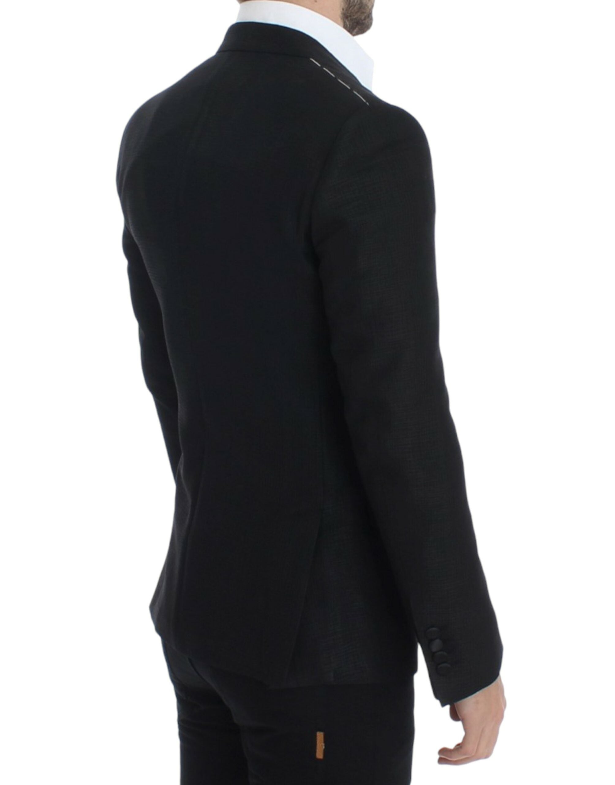 Veste slim Dolce & Gabbana en laine noire, blazer Martini élégant pour hommes, silhouette ajustée et design sophistiqué.