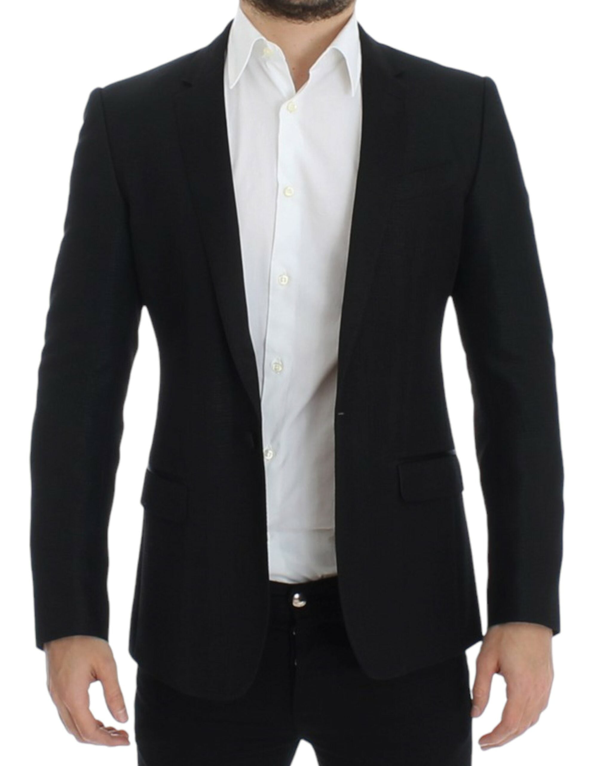Blazer slim en laine noire Dolce & Gabbana Martini, veste élégante avec coupe ajustée et détails sophistiqués.