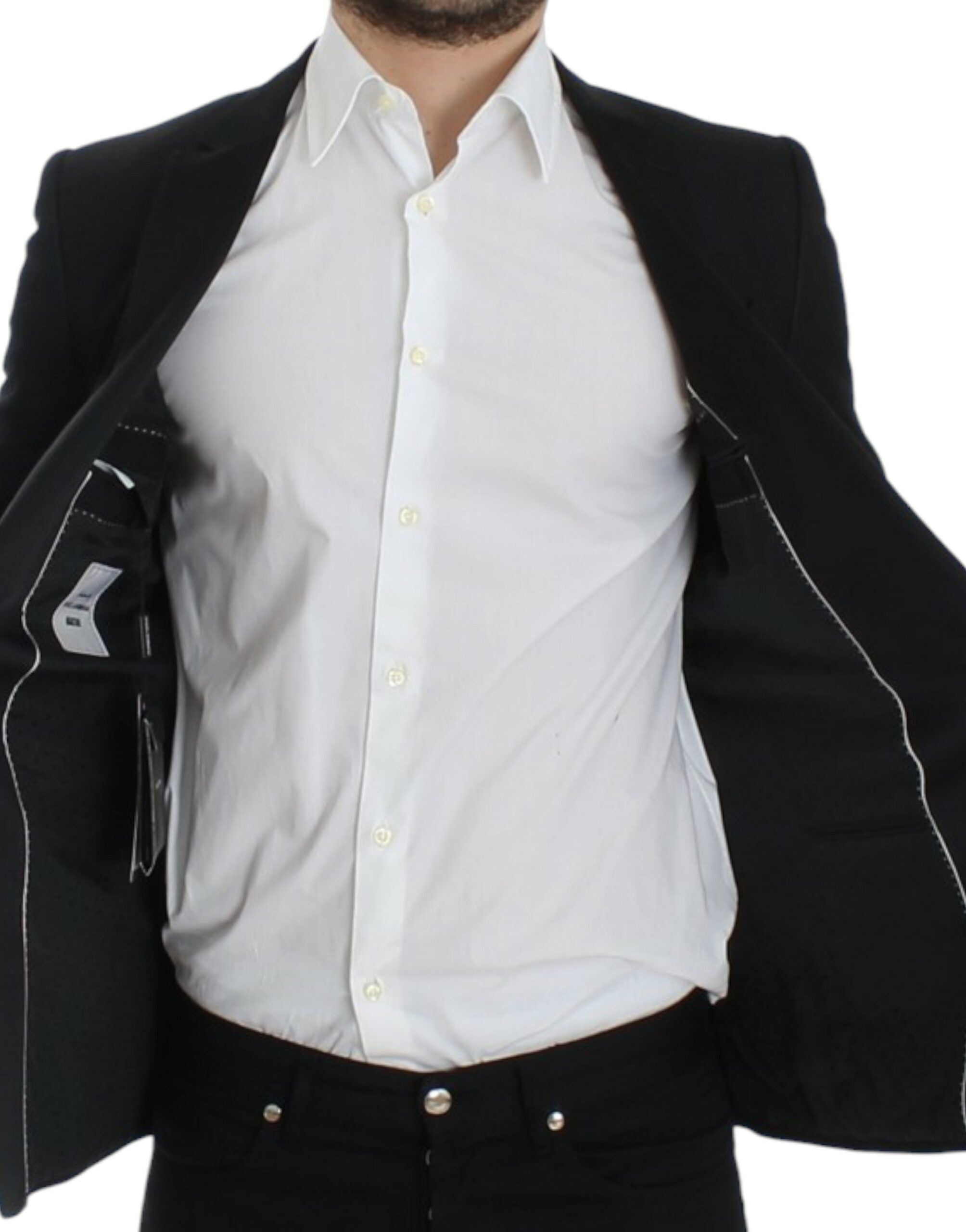 Veste slim en laine noire Dolce & Gabbana MARTINI, blazer élégant avec coupe ajustée et détails sophistiqués.