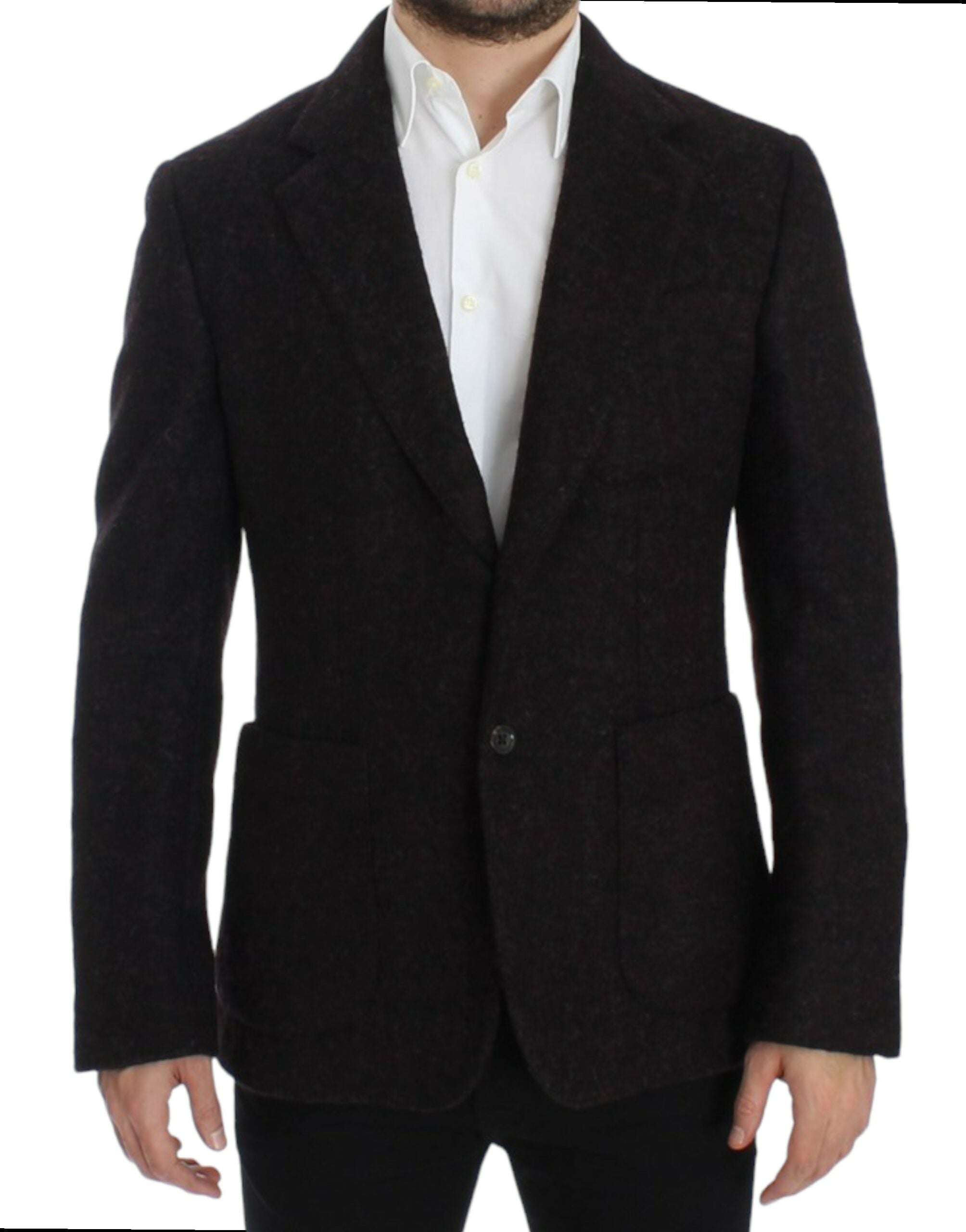 Blazer en alpaga Bordeaux de Dolce & Gabbana avec deux boutons, élégant et sophistiqué, porté sur un mannequin.