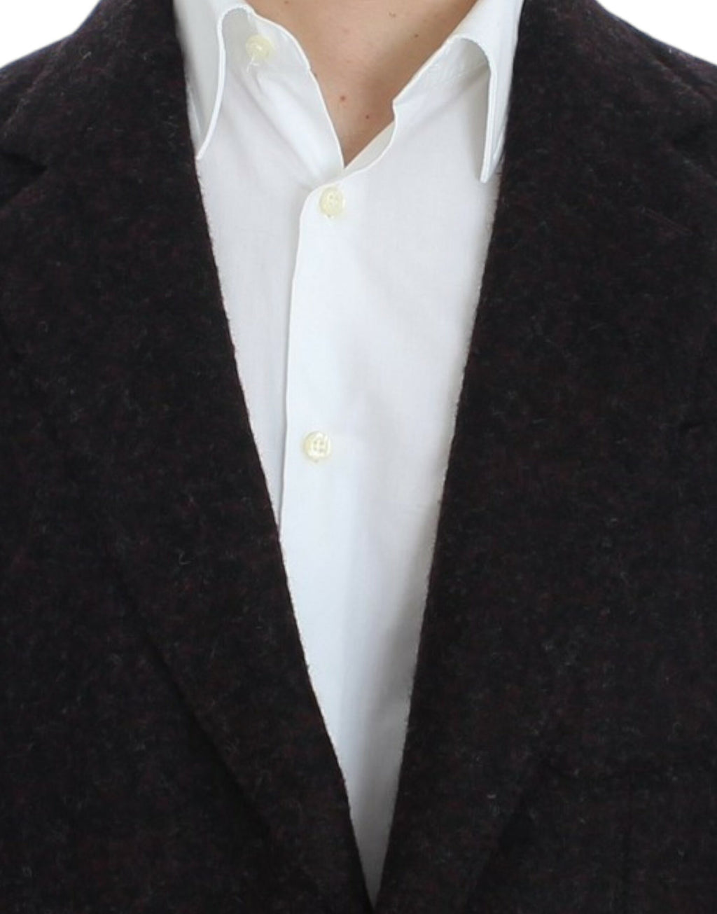 Blazer en alpaga Bordeaux de Dolce & Gabbana avec deux boutons, style élégant et tissu chaud, porté sur un mannequin.