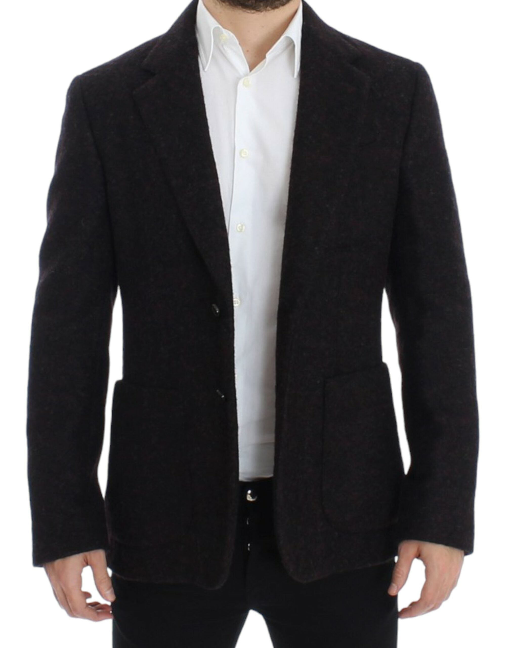 Blazer en alpaga Bordeaux Dolce & Gabbana à deux boutons, élégant et chaud, porté sur un mannequin.