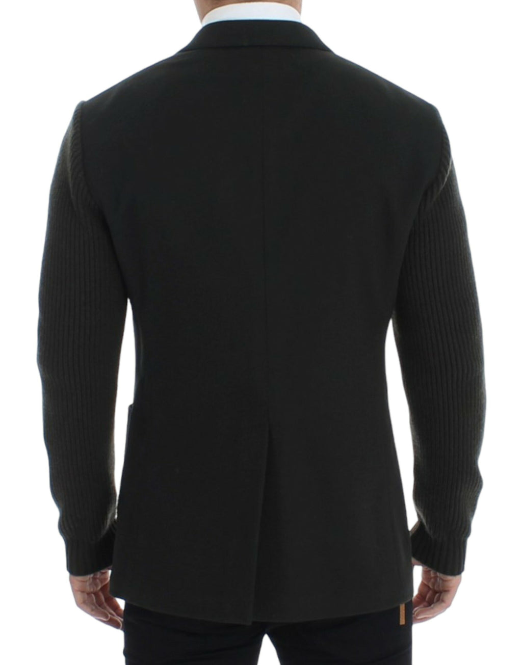 Veste blazer en cachemire vert Dolce & Gabbana à deux boutons, élégante et sophistiquée, portée sur un modèle.