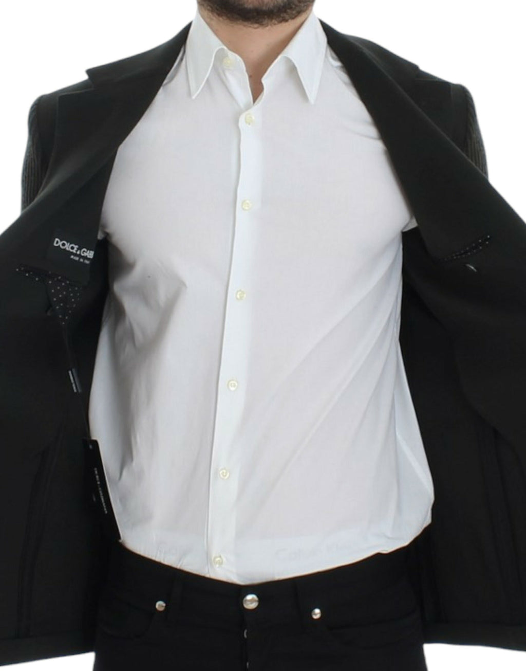 Blazer en cachemire vert Dolce & Gabbana à deux boutons, élégant et sophistiqué, vue de face.