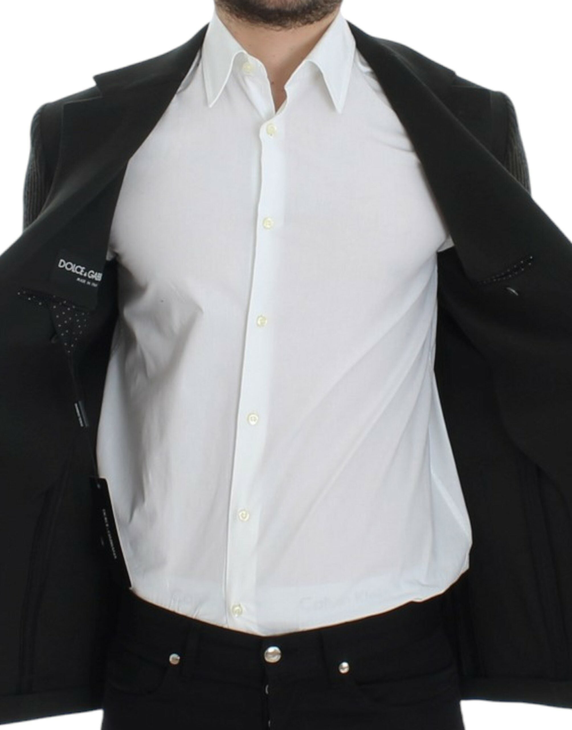 Blazer en cachemire vert Dolce & Gabbana à deux boutons, élégant et sophistiqué, vue de face.