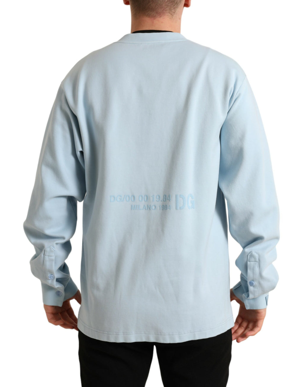 Pull-over en coton Dolce & Gabbana Light Blue avec boutons, élégant et confortable, version classique du sweat-shirt.