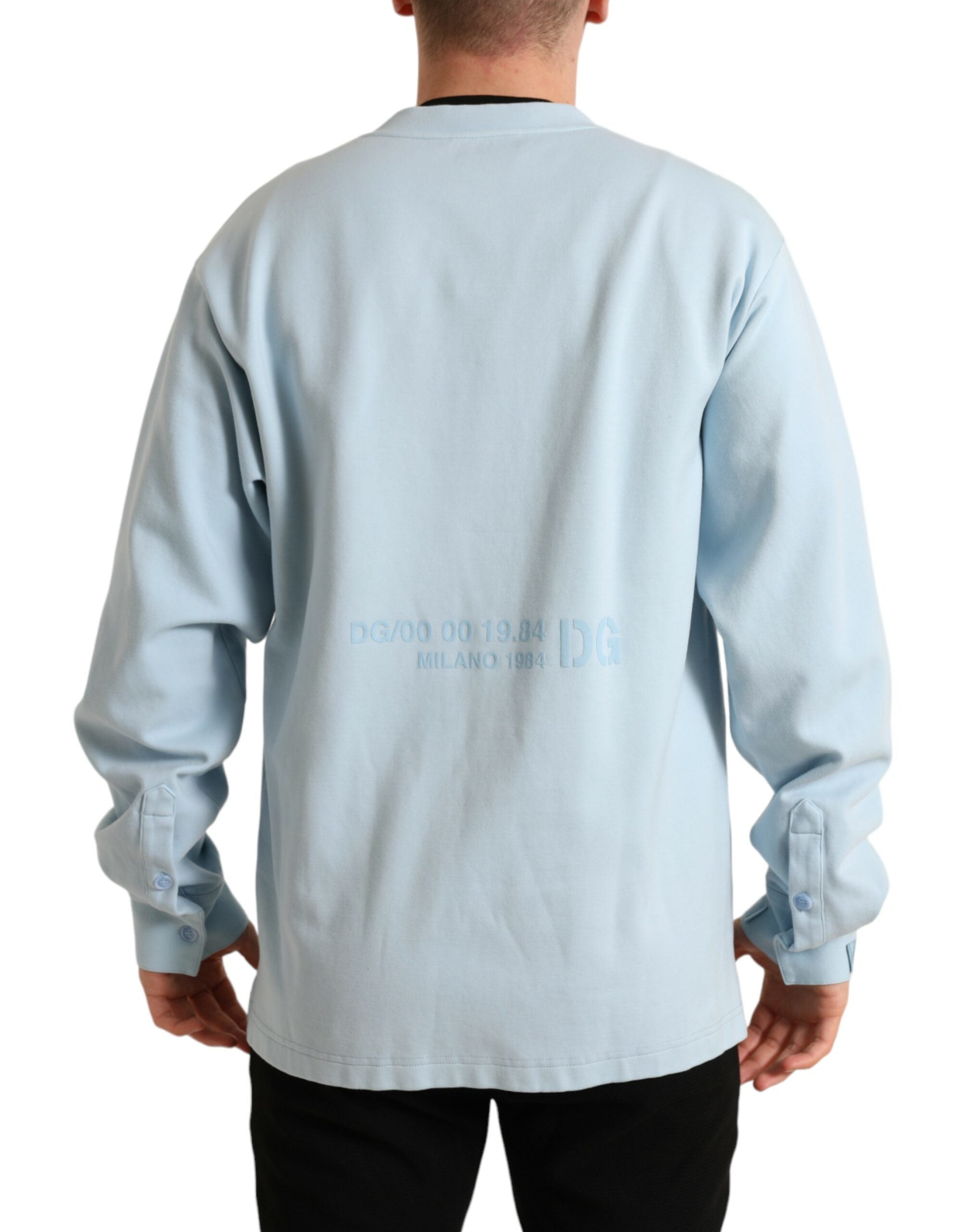 Pull-over en coton Dolce & Gabbana Light Blue avec boutons, élégant et confortable, version classique du sweat-shirt.