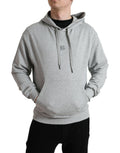 Sweat à capuche gris en coton Dolce & Gabbana avec logo, sweatshirt décontracté et confortable, vue de face.