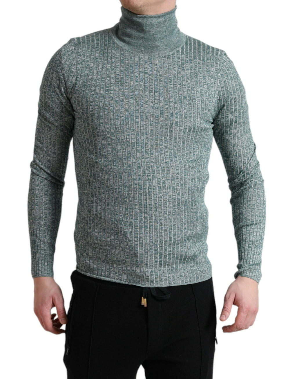 Pull en polyester vert Dolce & Gabbana avec col roulé, style élégant et confortable pour femme.